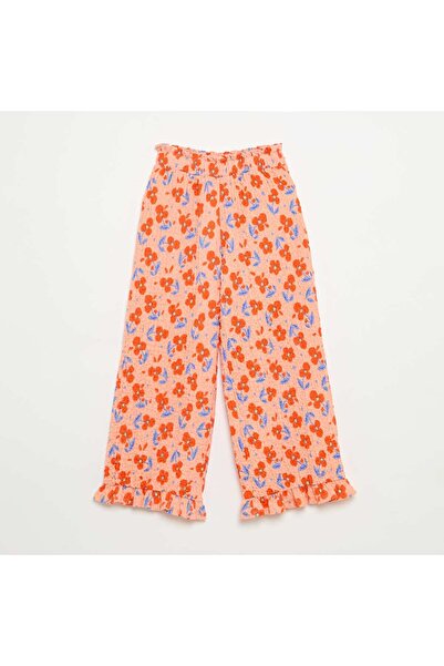 KIABI Wide-leg pants with ruffled hems ORANGE