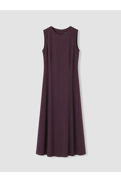 LC Waikiki Nevavm Oval Collar Flared Dress with a Difference