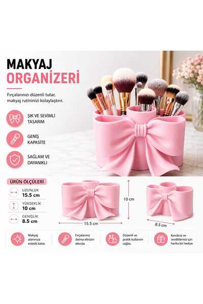Marka Bow Detailed Makeup Organizer