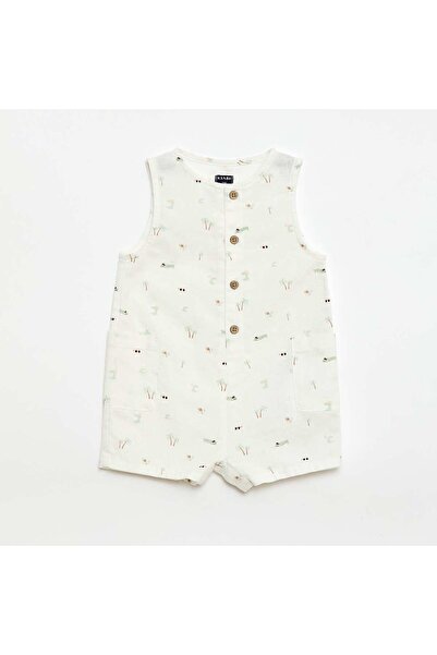 KIABI Cotton and linen playsuit WHITE