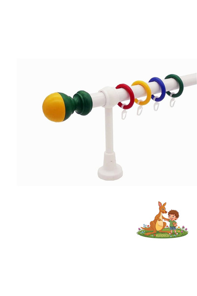 KLEIDECO Simple curtain rail KIDZ, Plastic, Diameter 28 mm, Yellow-green BALL...