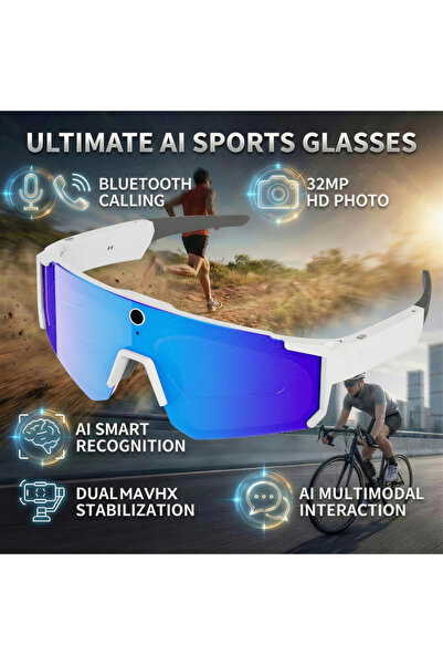 choice2 White Ice Blue AI Voice Translate Smart Glasses 1200P Video Recording...