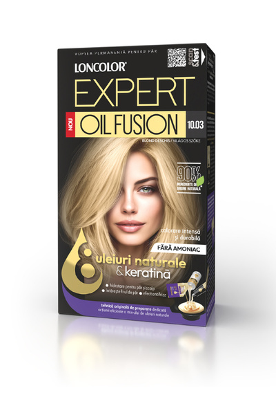 Loncolor Vopsea de păr permanentă Expert Oil Fusion 10.03 Blond deschis, 100 ml