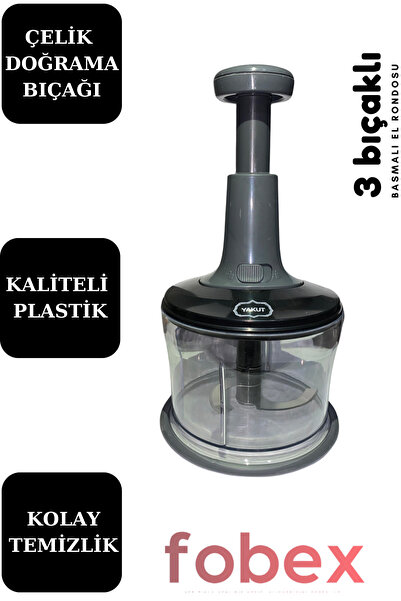 YAKUT 3 Çelikli Basmalı Rondo Blender Siyah