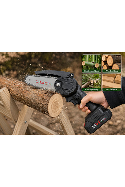 Generic Battery-Powered Portable Wood Saw, Cordless Chainsaw for Hardwood Cut...