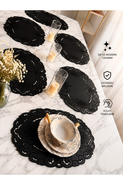 Oval Antika Deri Amerikan Servis Delik İşi Bordo Siyah Krem 35x50 1 Adet