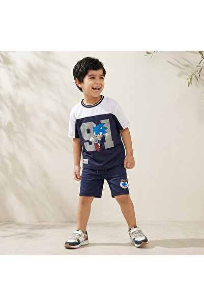 CPLG Crew Neck Short Sleeves T-shirt and Shorts Set with Sonic the Hedgehog P...