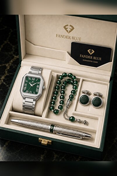 FANDER BLUE Fender Blue Royal Square Men's Luxury 5-Piece Set - Silver and Gr...