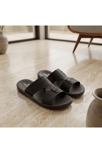 Chyfly Men's Cross Strap Leather Sandals Summer Soft Sole Slippers Comfortabl...