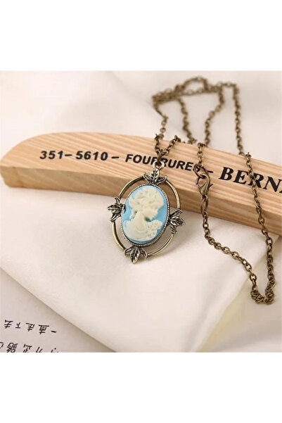 Harlofia Jewelry Vampire Katherine Blue Cameo Necklace