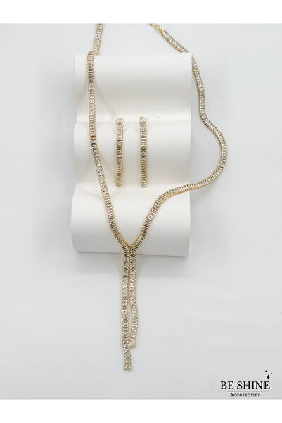 Be shine accessories Çelik Su Yolu Zirkon Taşlı Set