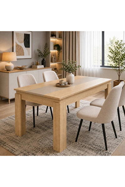 Sani Masă de dining Viki 2, 115 cm, stejar Cremona cu finisaj cașmir