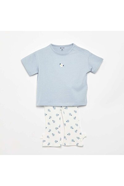 KIABI 2-piece T-shirt and Leggings Set BLUE