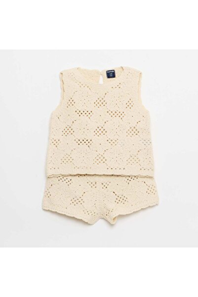KIABI 2-piece crochet knit set - top + shorts WHITE