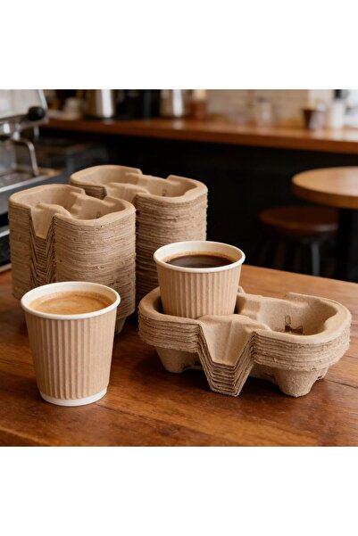Generic 2 Cup Carrier Tray (50-Pack), No-Spill, No-Mess Disposable Cup Holder...