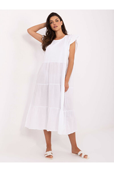 Och Bella Γυναικείο Φόρεμα, Och Bella, Βαμβακερό, Oversized, Λευκό, μοντέλο T...