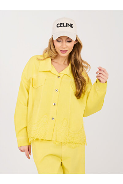 rue parıs Jacheta Dama, RUE PARIS, Bumbac, Maneca lunga, Galben, model IT-KR-...