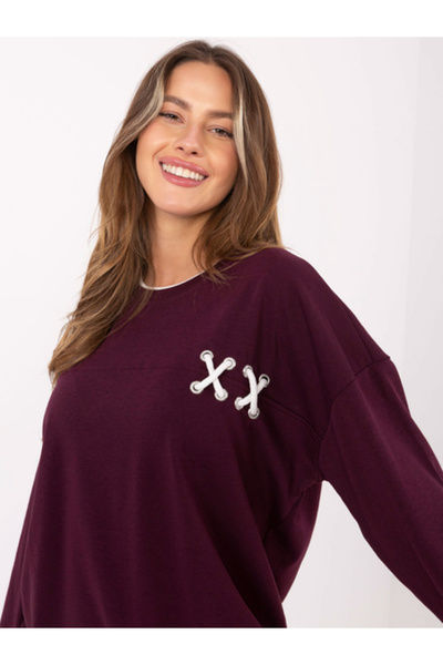 Relevance Women's Sweatshirt, RELEVANCE, Cotton, Long Sleeve, Bordeaux, model...