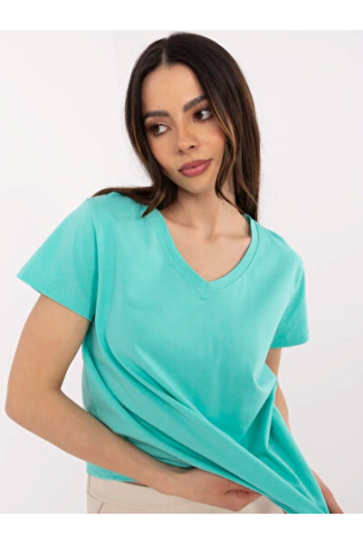 Basic Feel Good Tricou Dama Mini, Decolteu in V, BASIC FEEL GOOD, Turcoaz Cas...