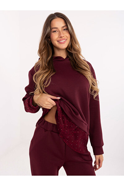Italy Moda Compleu Dama Maneca lunga, Dantela, ITALY MODA, Bordo Casual Model...