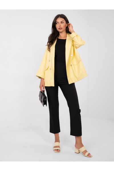 rue parıs Women's Jacket, RUE PARIS, Viscose, Long Sleeve, Light Yellow, mode...