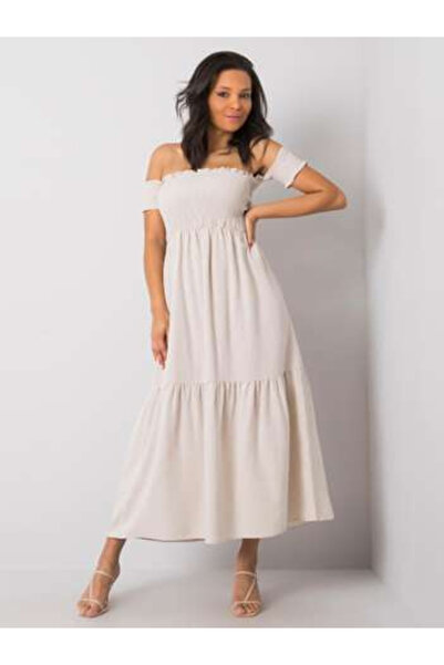 rue parıs Rochie Dama Maxi, Pe umeri, RUE PARIS, Bej Casual Marimi Mari Model...