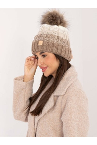 rue parıs Women's Hat, RUE PARIS, Acrylic, Texture, Dark Beige, model JK-CZ-5...