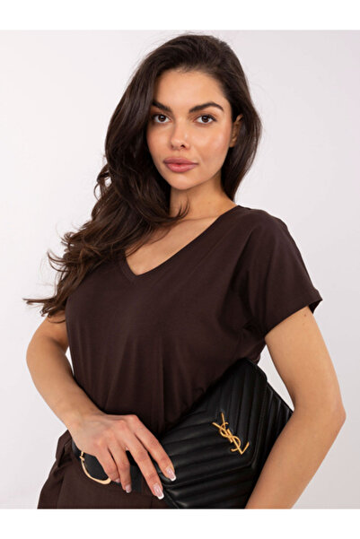 Basic Feel Good Tricou Dama Mini, Decolteu in V, BASIC FEEL GOOD, Maro Casual...