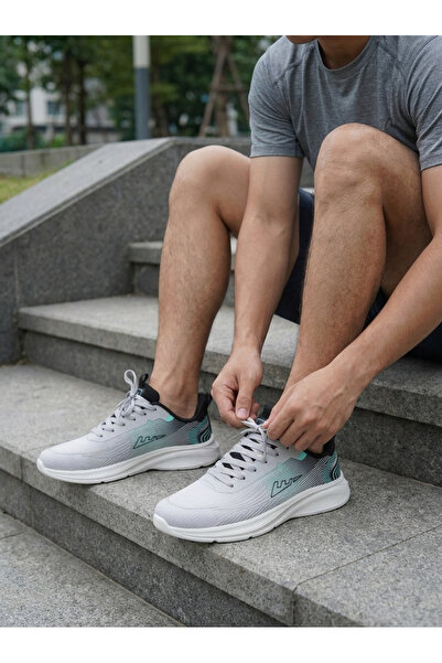 Finelook Men’s Performance Running Sneakers – Breathable Grey and Teal Gradie...