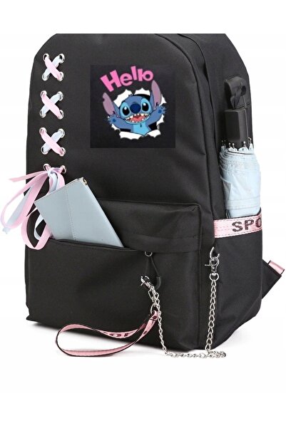 K&M CLOTHES Rucsac școlar urban TORNISTER Stitch școală mufă USB (D055)