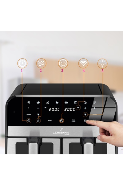 Lehmann Friteuză cu aer cald TASTE AIR FRYER (Wi-Fi) 9L 2400W Dublă