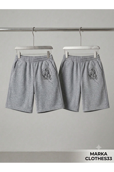 CLOTHES33 2-Pack Sport Shorts Thin Summer Sweat-Absorbing Women's Face Printe...