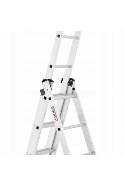 HighEr Scară telescopică din aluminiu 3x11 universală 8,45m MOCNA + cârlig și...