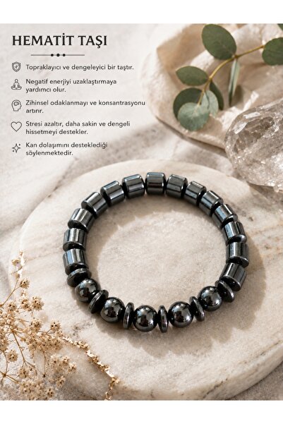 Liacharm Hematite Natural Stone Bracelet - Shiny Steel Gray Special Design