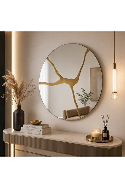 N.zone Luxury Artistic Modern Decorative Circular Mirror with Elegant Gold De...