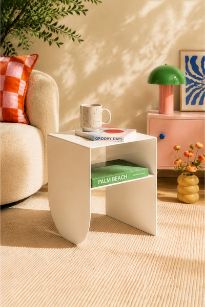 HOME SANAT Loop Raflı Çift Kullanımlı Metal Yan Sehpa