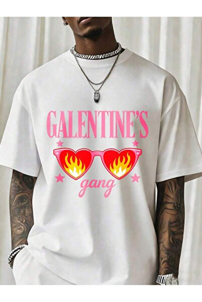 Ekim11 Galentine Gang Heart Flame Sunglasses Pink Text Black T Shirt Women Me...