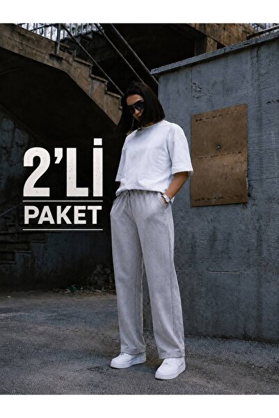 MODABOX 2-Pack Women's Premium Oversize Sweatpants 2 Thread Sweatpants (2 Pcs)