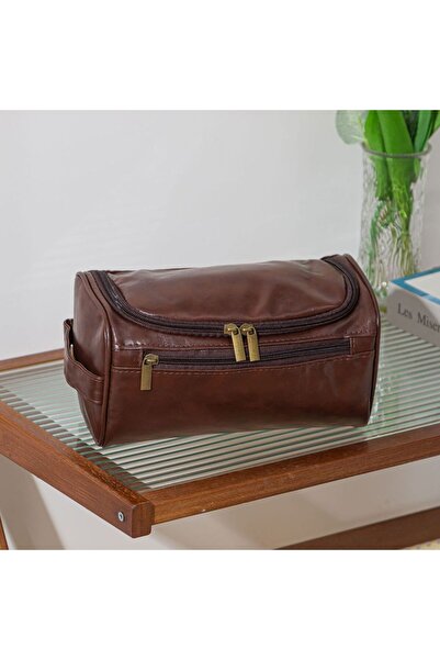choice2 coffee color Leather Toiletry Bag for Men Women Dopp Kit Mens Hanging...
