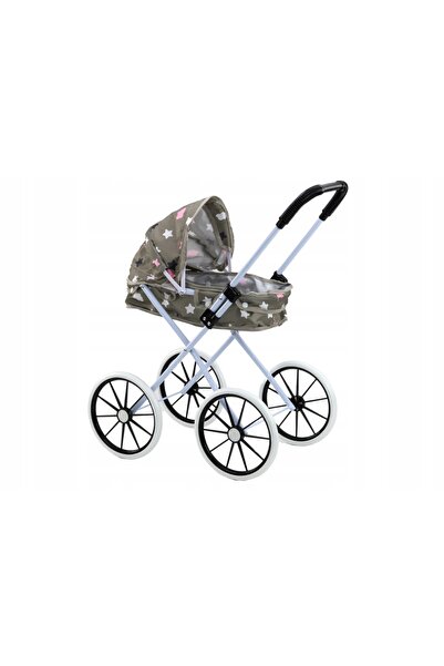 LeanToys Cărucior pentru păpuși Roți mari Pliabil Stele Gri