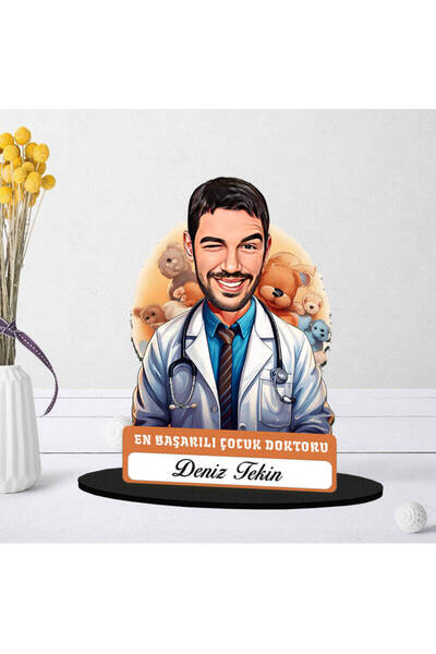 hediyemen Kişiye Özel Erkek Çocuk Doktoruna Hediye Karikatürlü Biblo
