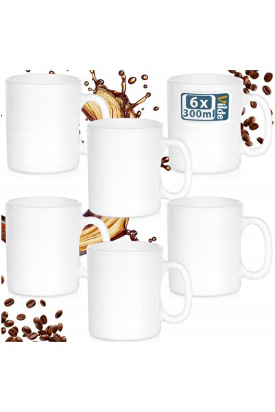 Vilde Set de căni pentru băut cafea, ceai, plante aromatice, set de căni ALBE x6
