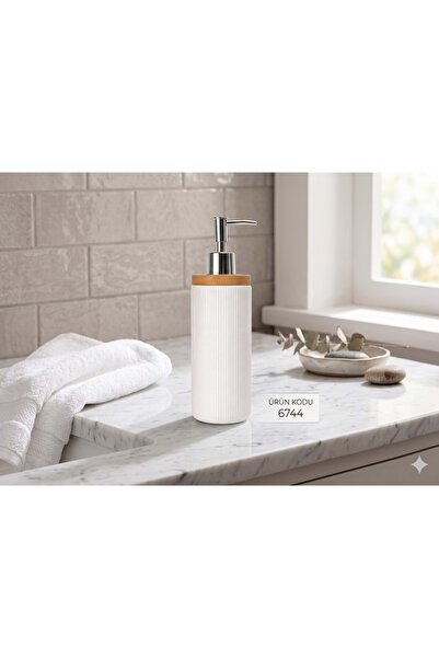 ÇİFTÇİ Konak Alişveri̇ş Jb6744 -Liquid Soap Dispenser Bamboo Porcelain