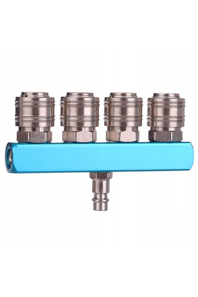 TC Technic Distribuitor pneumatic cu 4 racorduri rapide + mufă - pentru compr...