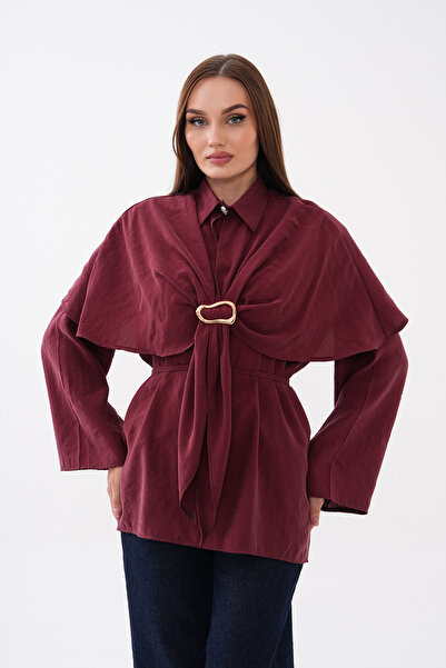 Mega Life -Double Tunic with Cape Buckle Fastening at the Waist, Modal Woven ...