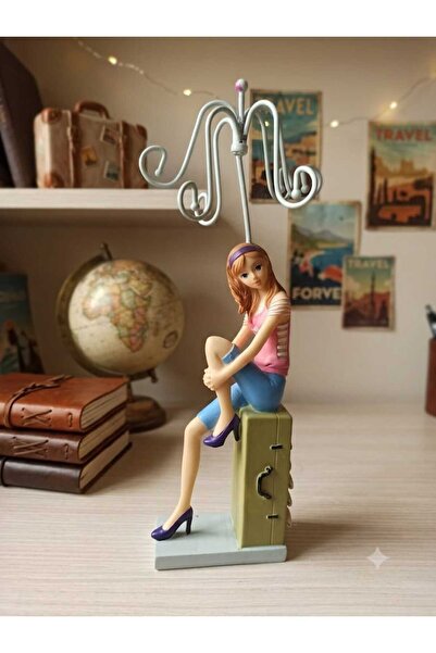 Hureggo Vintage Decorative Jewelry Stand / Figurine with Girl Sitting on a Su...