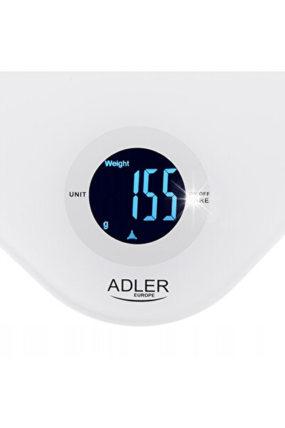 adler Cântar electronic de bucătărie 10 kg, sticlă securizată, alb
