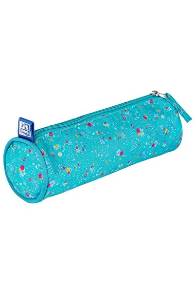 Oxford Penar floral, tip etui rotund, turcoaz