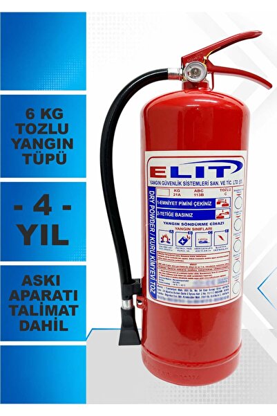 ELİT YANGIN VE GÜVENLİK SİSTEMLERİ Yangın Tüpü 6 Kg ABC Tozlu Ruhsata Uygun A...