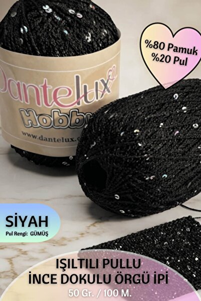 Dantelux Fine Textured Sequin Knitting Yarn (80% Cotton - 20% Metallic Sequin...